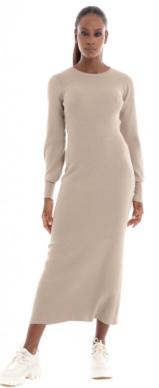 Aware By Vero Moda Valor Long Sleeve O Neck Knit Dress Womens Medium Cream New